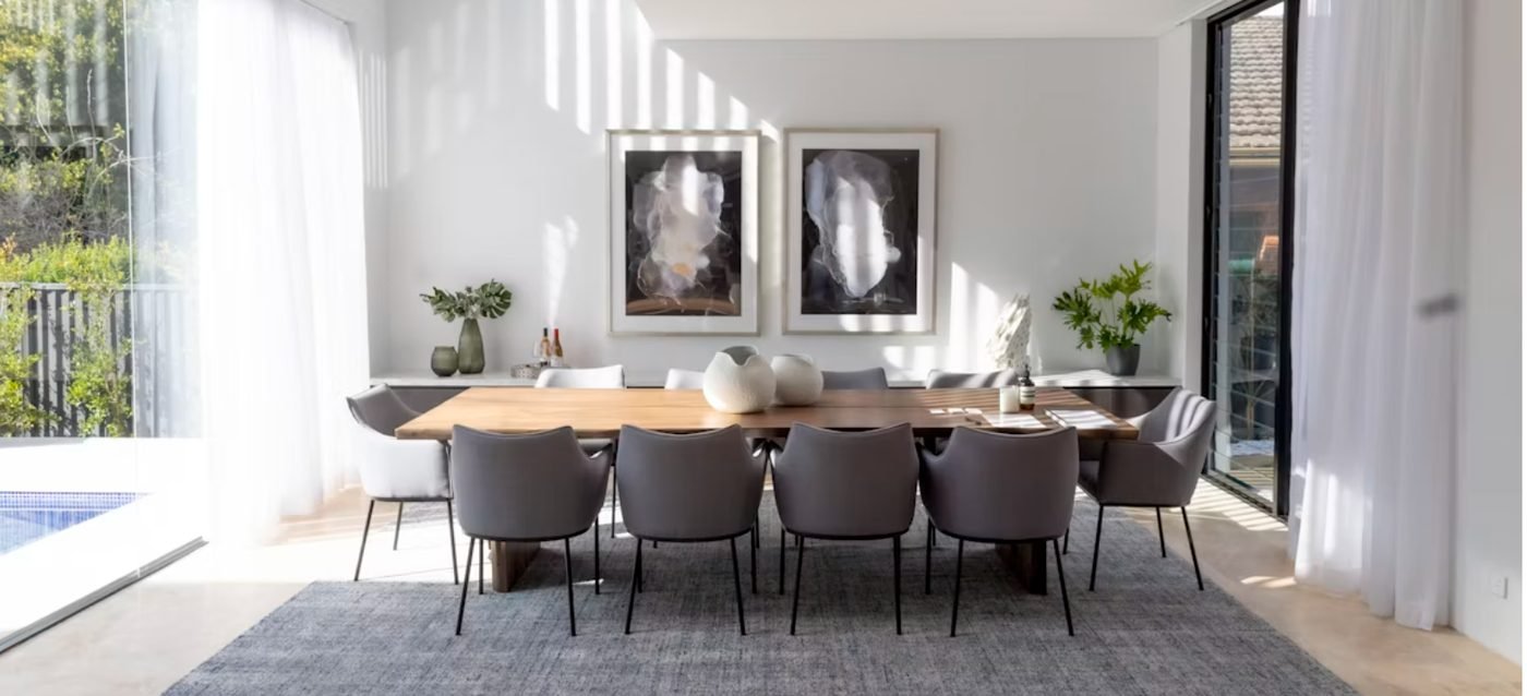 A bright, modern dining space